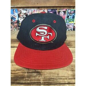 Vintage New Era Low Profile San Francisco 49ers Hat SnapBack Cap Black Red USA
